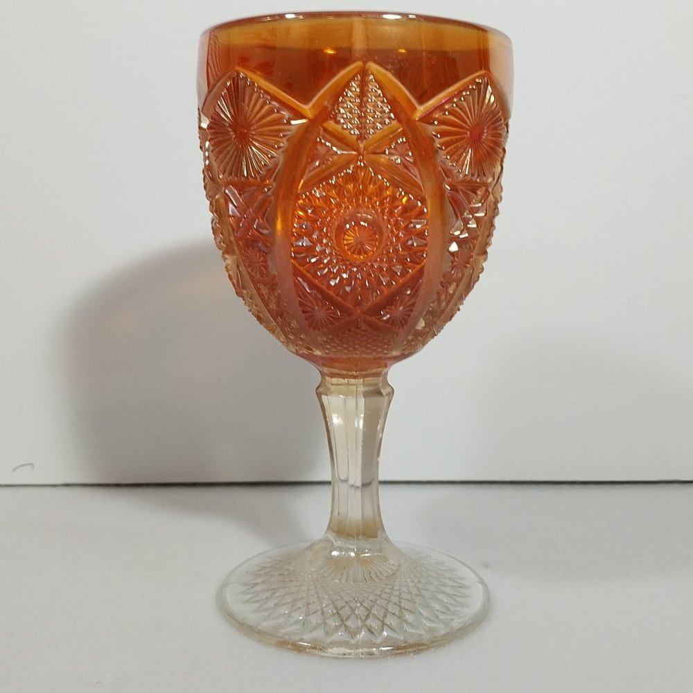 IMPERIAL GLASS-OHIO Water Goblet Daisy and Button Marigold  #1345